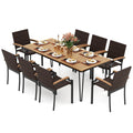 9PCS Patio Dining Set W/79'' Rectangular Dining Table & 8