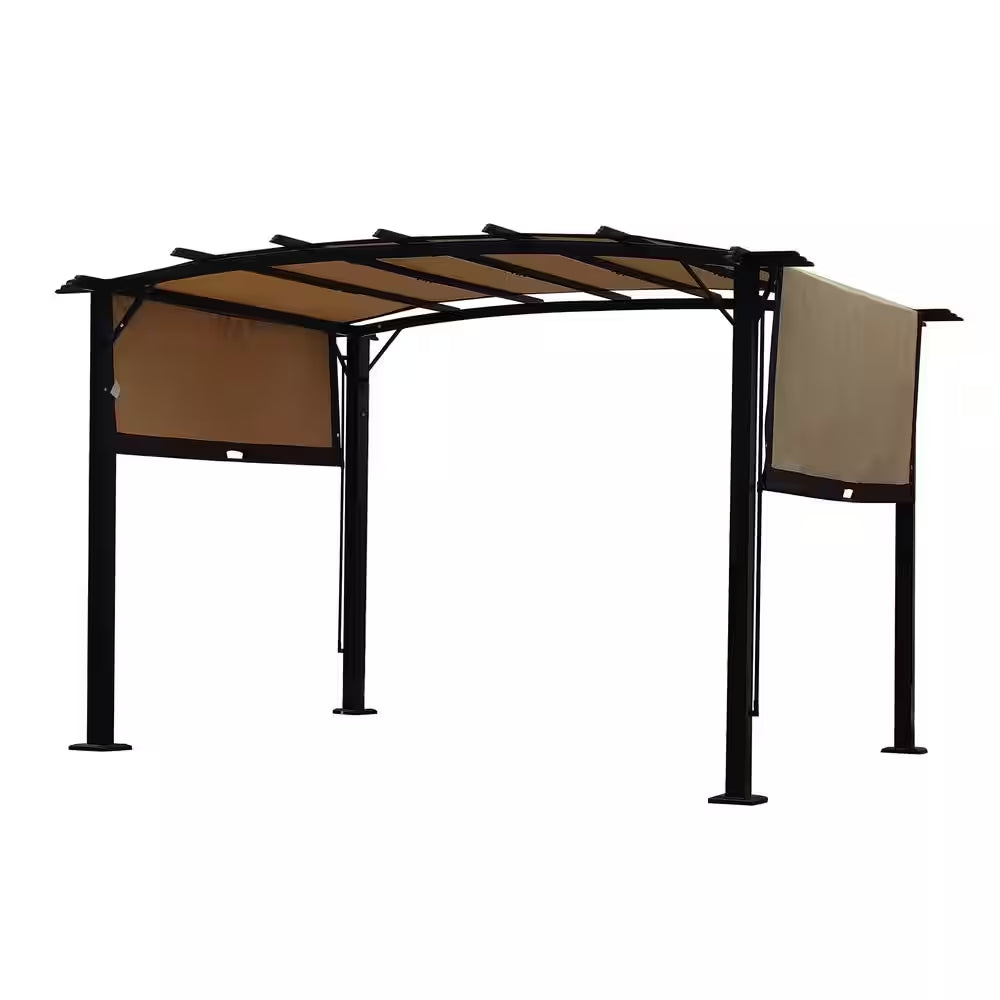 12 Ft. X 9 Ft. Outdoor Pergola Steel Frame Patio Gazebo, Retractable Shade Canopy, Sunshelter Pergola for Gardens