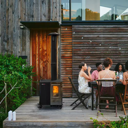 110,000 BTU Pellet Patio Heater for Outdoor Use with Tempered Glass Window Ideal for Backyard