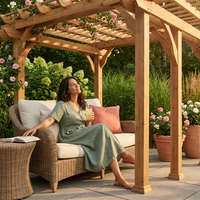 Cedar Pergola Built for Natural Shade Creation, 100% Cedar Wood, Traditional Arbor Design, Ground Anchor System — Lifestyle