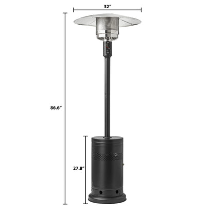 (3 Pack)  48,000 BTU Freestanding Metal Propane Patio Heater, Black