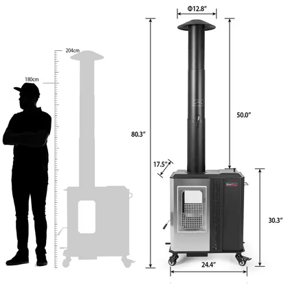 110,000 BTU Pellet Patio Heater for Outdoor Use with Tempered Glass Window Ideal for Backyard