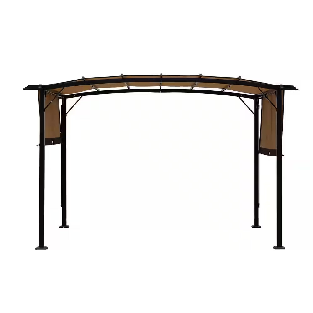 12 Ft. X 9 Ft. Outdoor Pergola Steel Frame Patio Gazebo, Retractable Shade Canopy, Sunshelter Pergola for Gardens