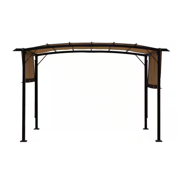 12 Ft. X 9 Ft. Outdoor Pergola Steel Frame Patio Gazebo, Retractable Shade Canopy, Sunshelter Pergola for Gardens