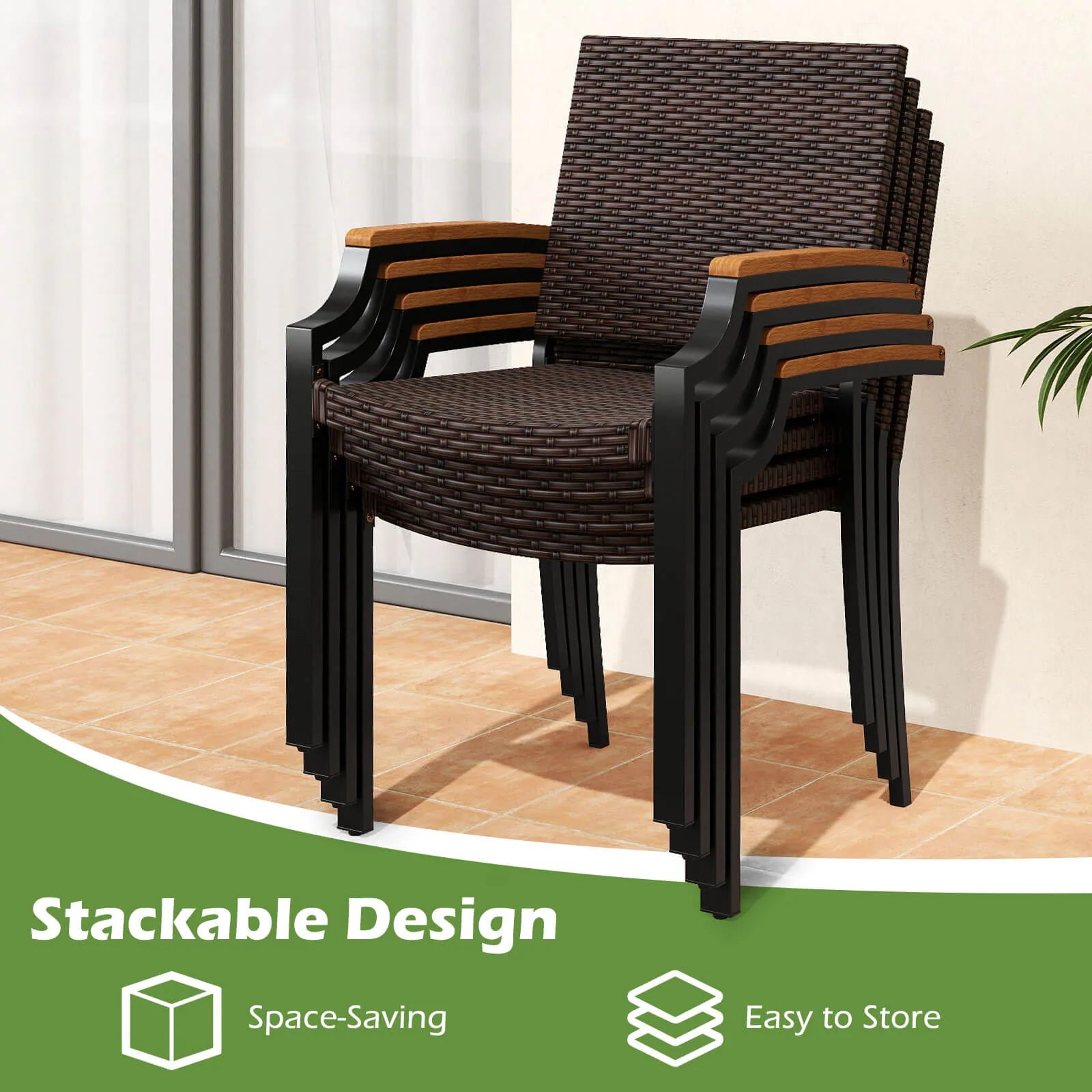 9PCS Patio Dining Set W/79'' Rectangular Dining Table & 8
