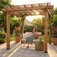 10 Ft. X 10 Ft. Traditional All Cedar Wood Outdoor Patio Pergola Shade Structure — Lifestyle