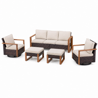 Outdoor Conversation Set Built for All-Weather Comfort, Deep Seating, Swivel Rockers, Fire Pit Table