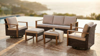 Luxury Outdoor Wicker Patio Furniture Set,5 Piece Deep Seating Outdoor Conversation Set with Patio Swivel Rocker Patio Chairs,Rattan Couch and Ottomans for Deck Porch Poolside — Lifestyle