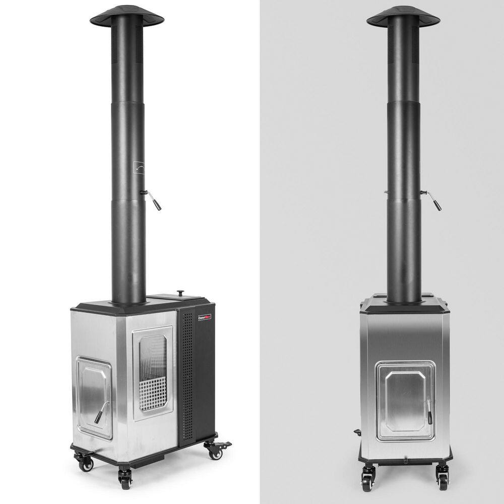 110,000 BTU Pellet Patio Heater for Outdoor Use with Tempered Glass Window Ideal for Backyard