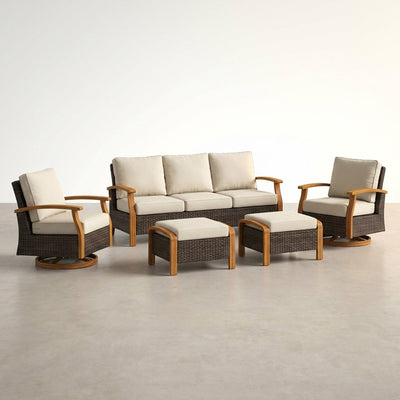Outdoor Conversation Set Built for All-Weather Comfort, Deep Seating, Swivel Rockers, Fire Pit Table